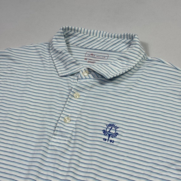 Peter Millar Other - Peter Millar Men's Polo Golf Shirt Striped Pima Cotton White Blue Extra Large